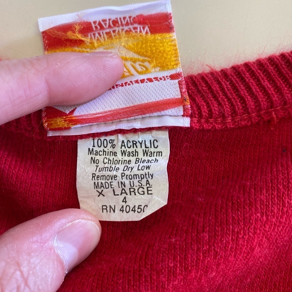 Vintage Miller American Racing V Neck Sweater, Red V Neck, Pullover Sweater, XL - Picture 9 of 12